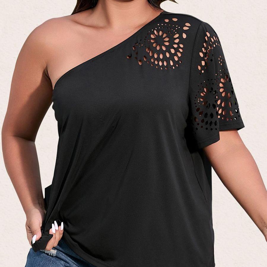 Amanda one shoulder T-shirt (Plus sizes) - VERSO QUALITY MATERIALS