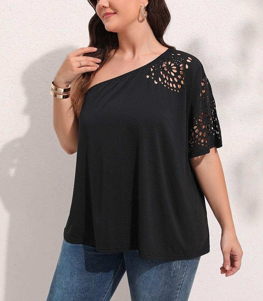 Amanda one shoulder T-shirt (Plus sizes) - VERSO QUALITY MATERIALS