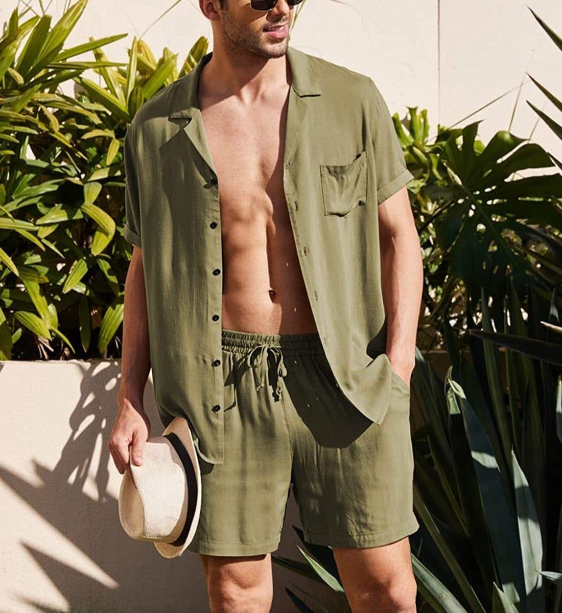 Dominic button up set Verso Army green M 