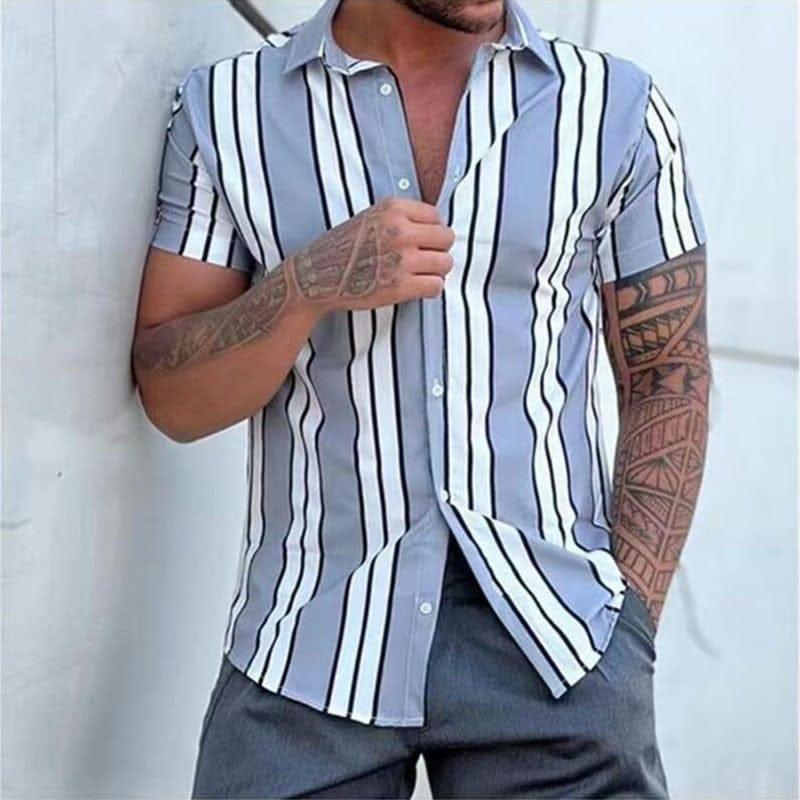 Enzo button up T-shirt Verso Grey & White M 