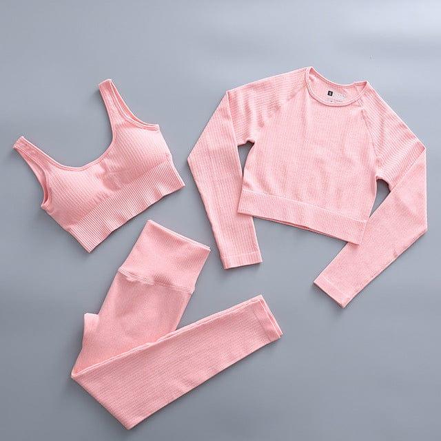 Espan long leggings shirt & bra set versoqualitymaterials Pink S 