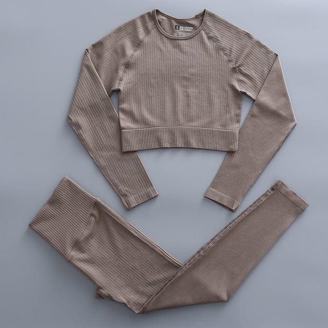 Espan long leggings & shirt set versoqualitymaterials Brown S 
