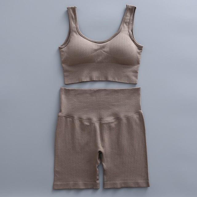 Espan short leggings & bra set versoqualitymaterials Brown M 