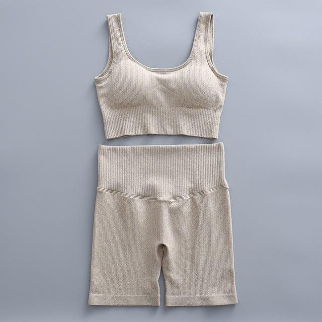 Espan short leggings & bra set versoqualitymaterials Khaki S 