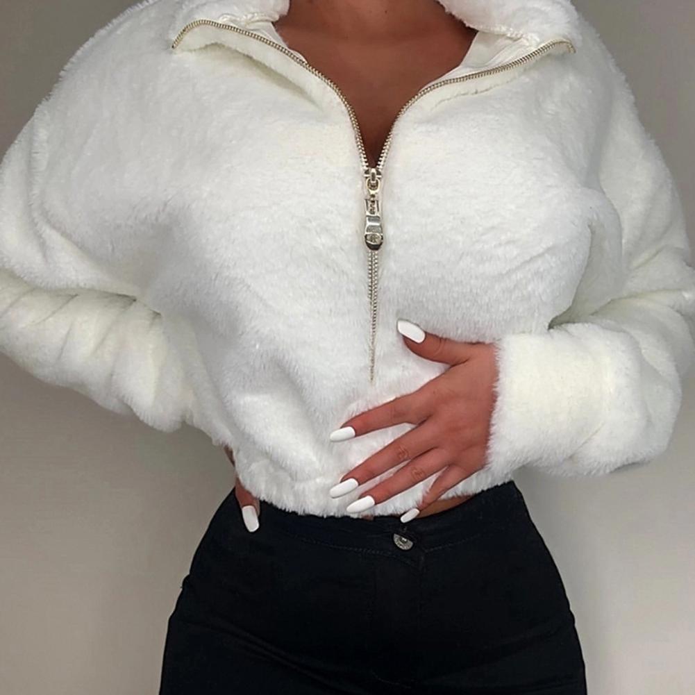 Faux fur warm pullover jacket versoqualitymaterials White M 