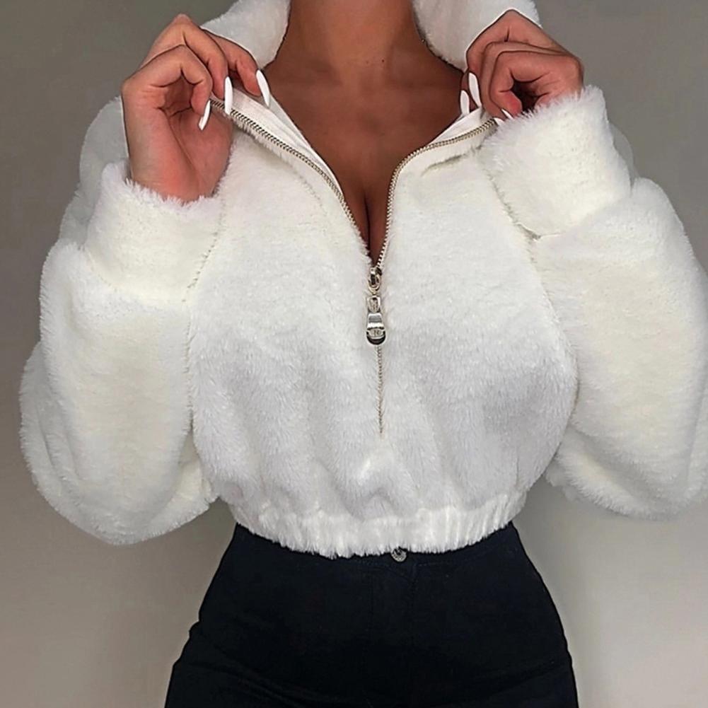 Faux fur warm pullover jacket versoqualitymaterials White S 