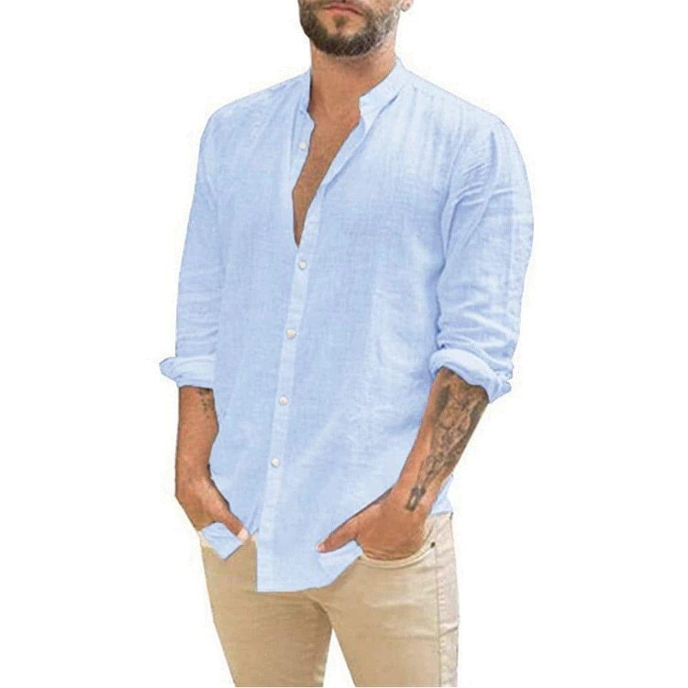 Ian long sleeve button up shirt (Plus sizes) Verso Blue S 