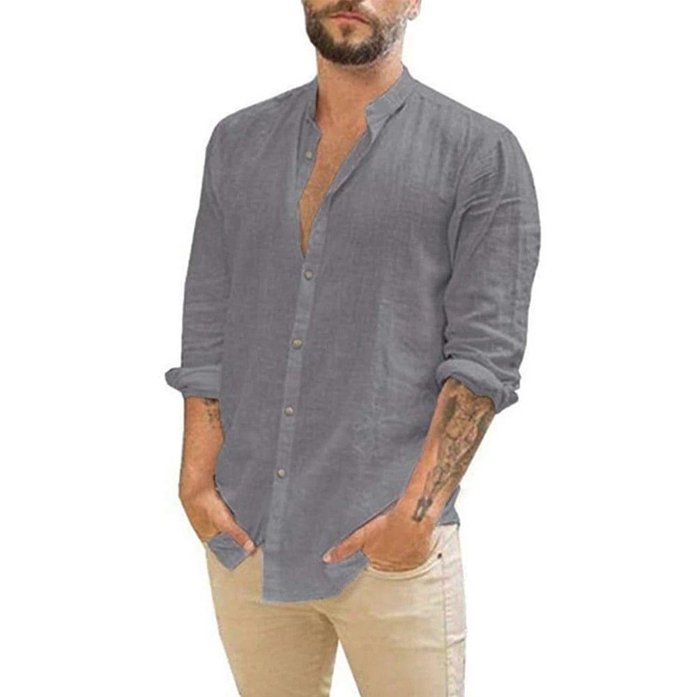 Ian long sleeve button up shirt (Plus sizes) Verso Gray S 