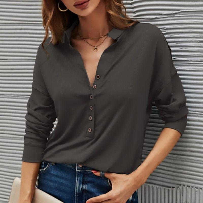Jenna button up long sleeve shirt (Plus sizes) - VERSO QUALITY MATERIALS