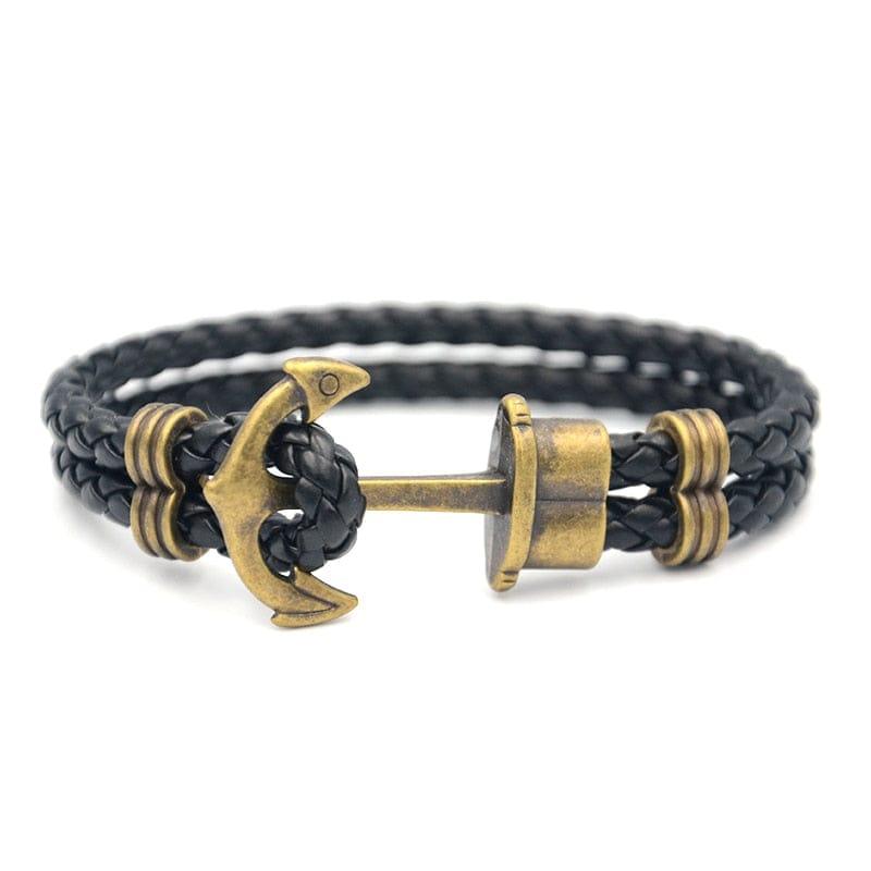 Karter anchor leather bracelet - VERSO QUALITY MATERIALS