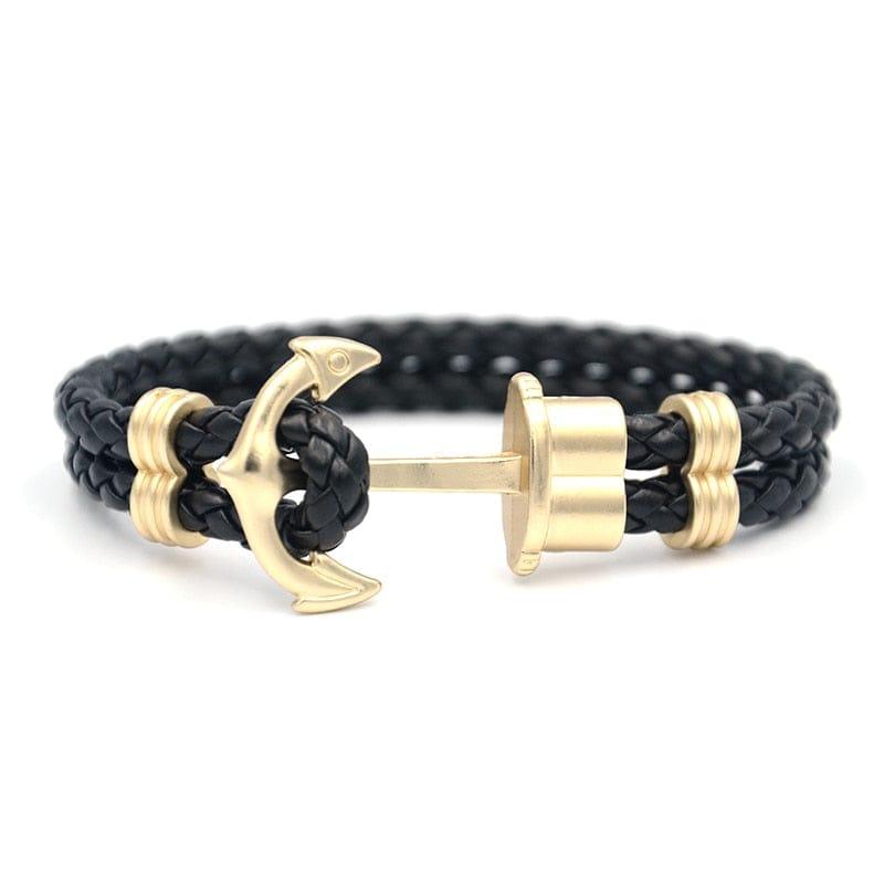 Karter anchor leather bracelet - VERSO QUALITY MATERIALS