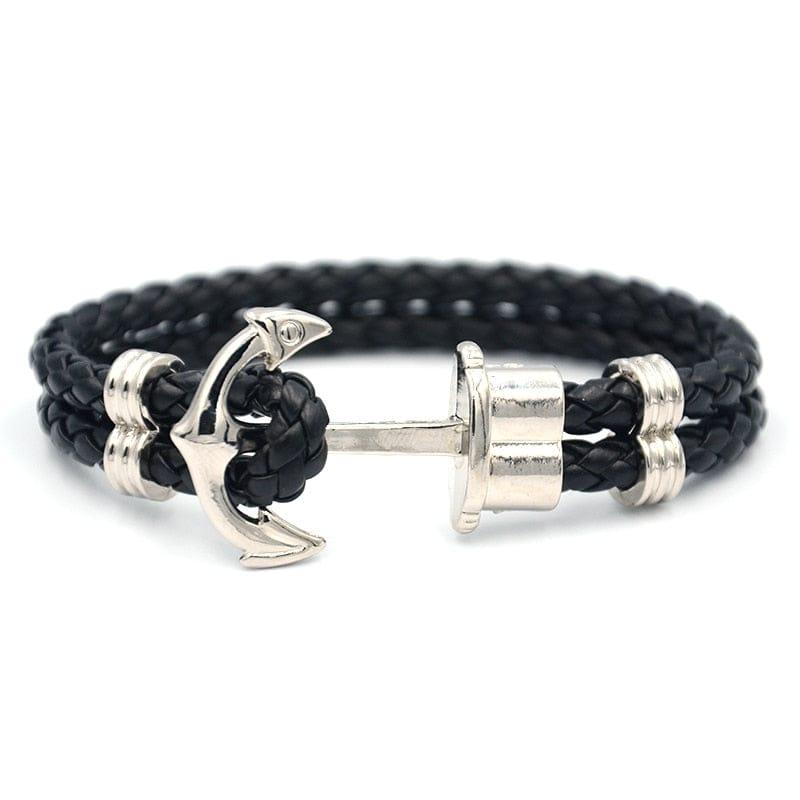 Karter anchor leather bracelet - VERSO QUALITY MATERIALS