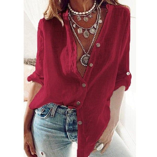 Katherine button up long sleeve shirt Verso Red M 