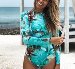 Leah long sleeve zipper one piece swimsuit Verso Sky blue M 