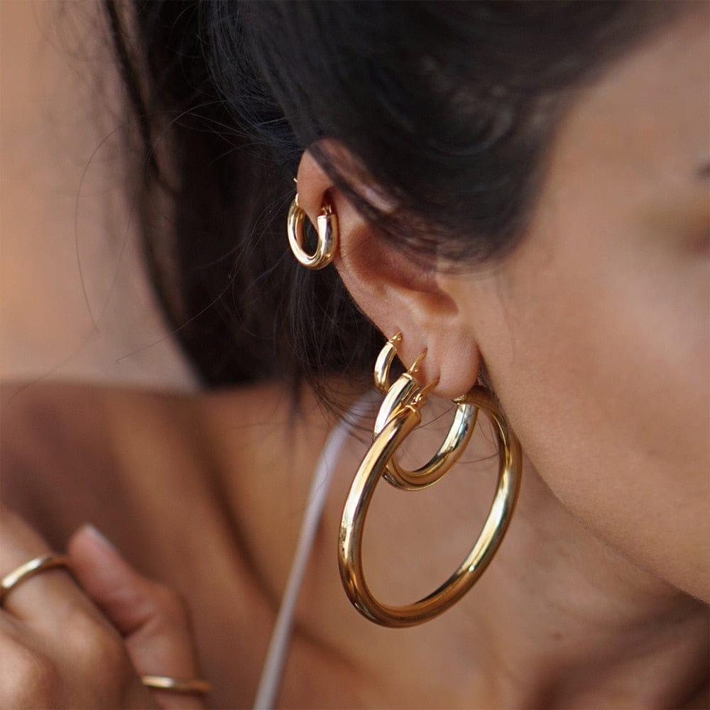 Mina stainless steel hoop earrings - VERSO QUALITY MATERIALS