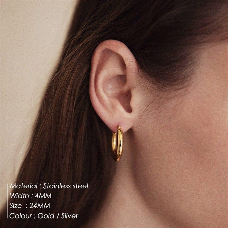 Mina stainless steel hoop earrings - VERSO QUALITY MATERIALS