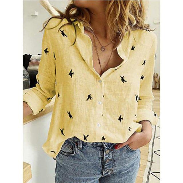 Morgan long sleeve (Plus sizes) Verso Birds print yellow M 