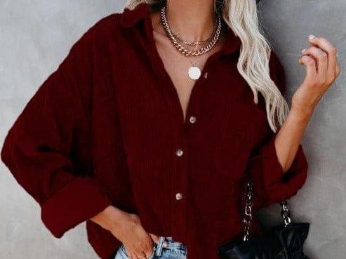 Roberto button up long sleeve shirt (Plus sizes) Verso Wine red M 